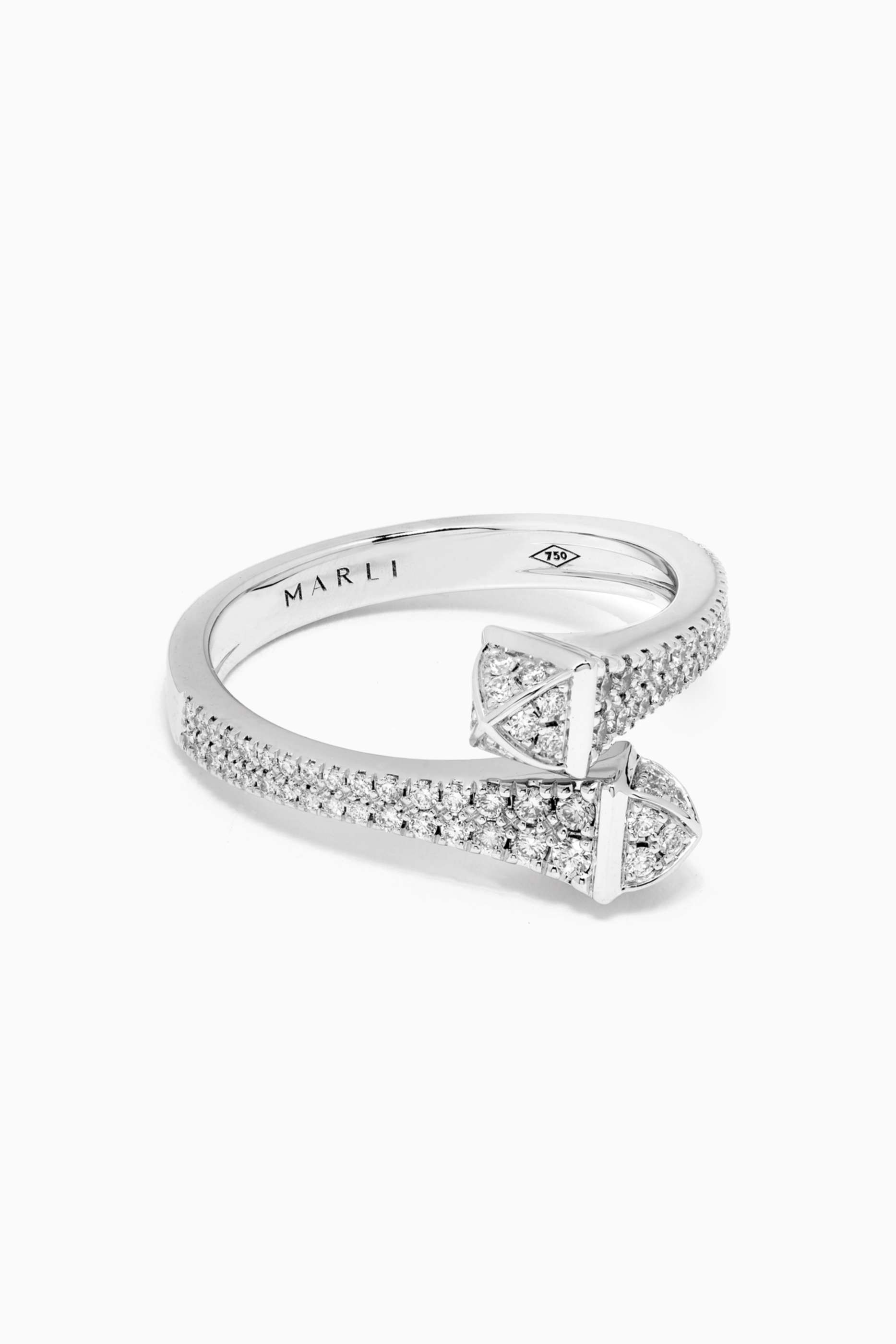 Shop Marli Silver Cleo Diamond Wrap Ring in 18kt White Gold for 