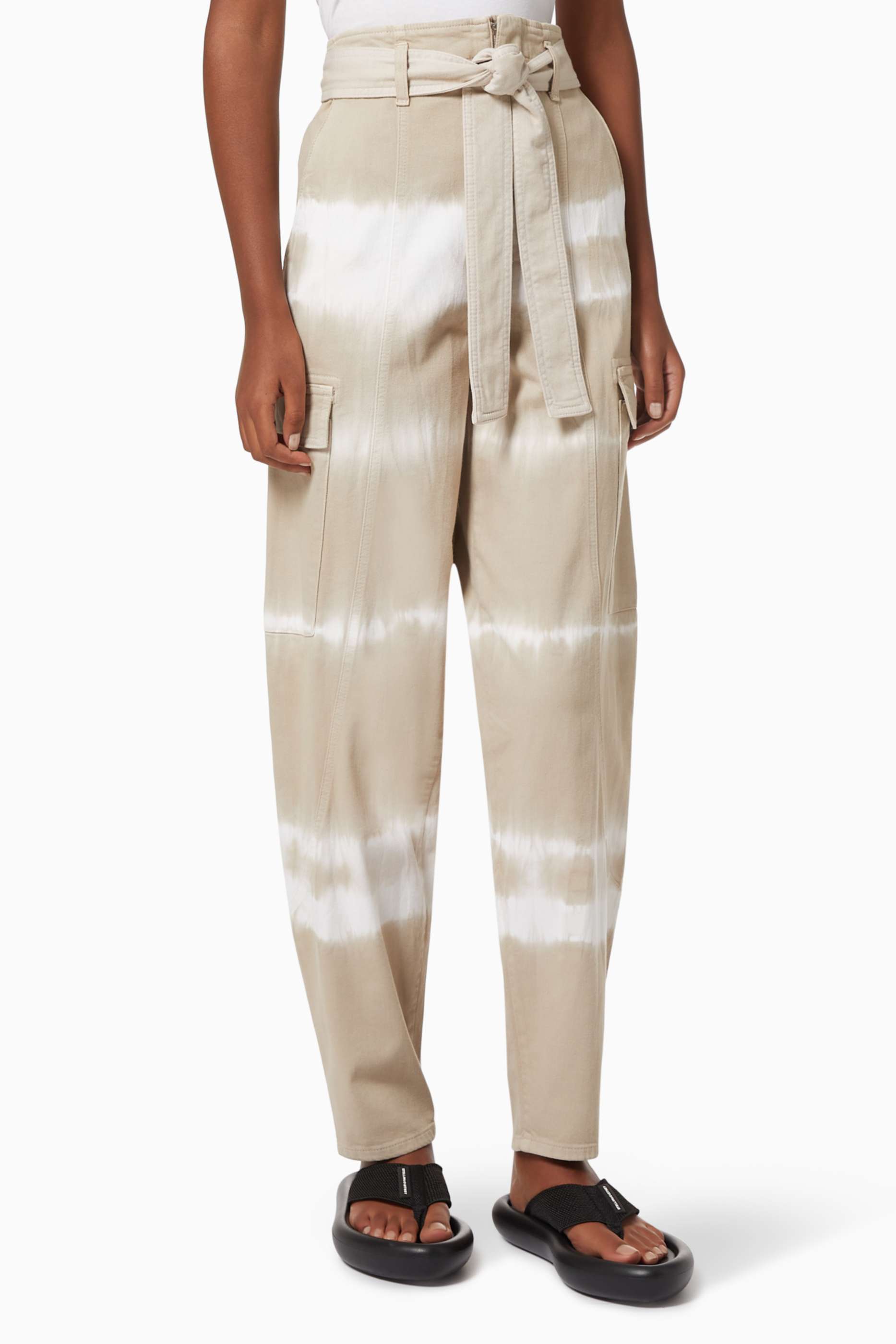 Shop Stella McCartney Neutral Bamboo Safari Tie Dye Pants in 