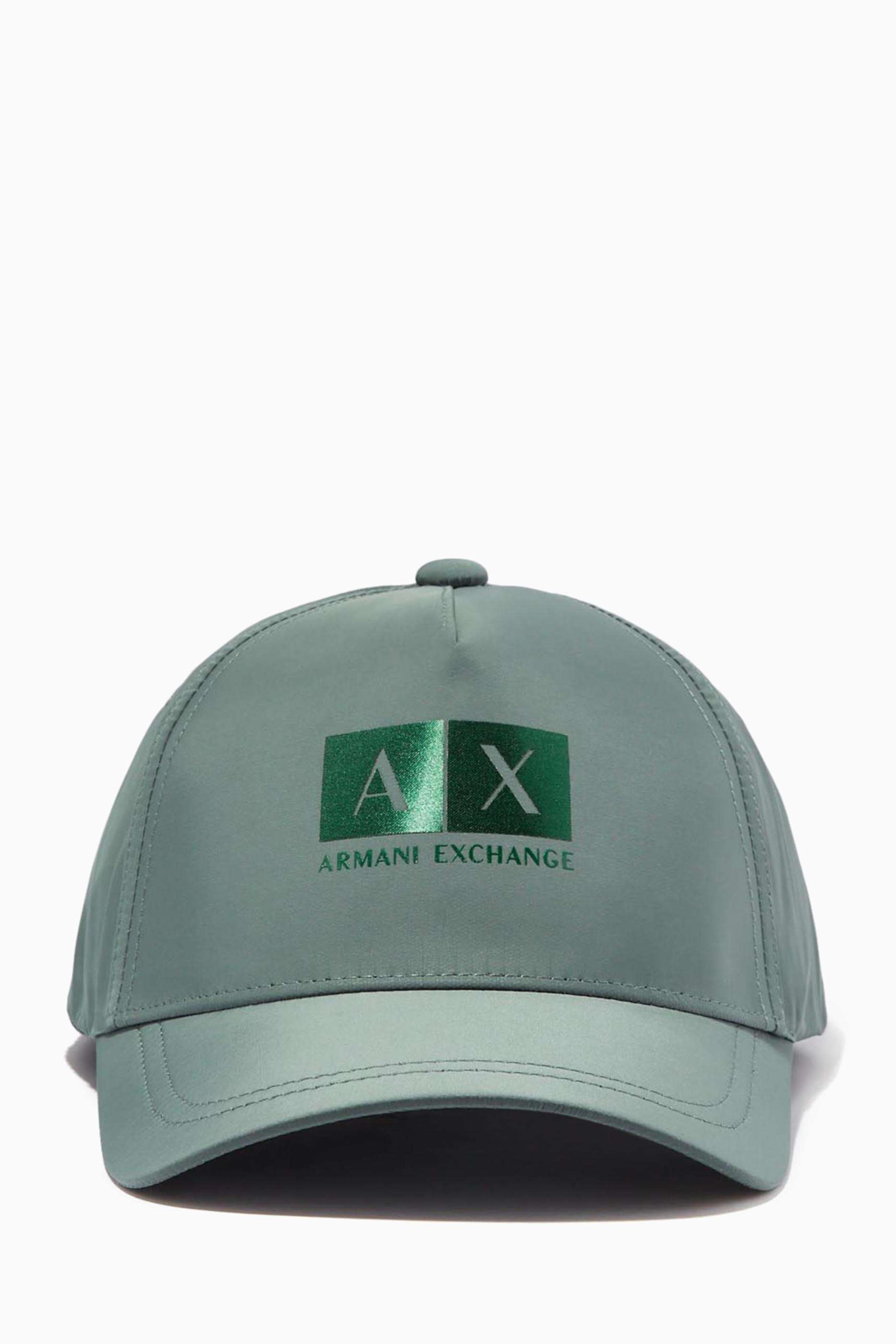 Shop Armani Exchange Green AX Logo Baseball Cap in Nylon for 